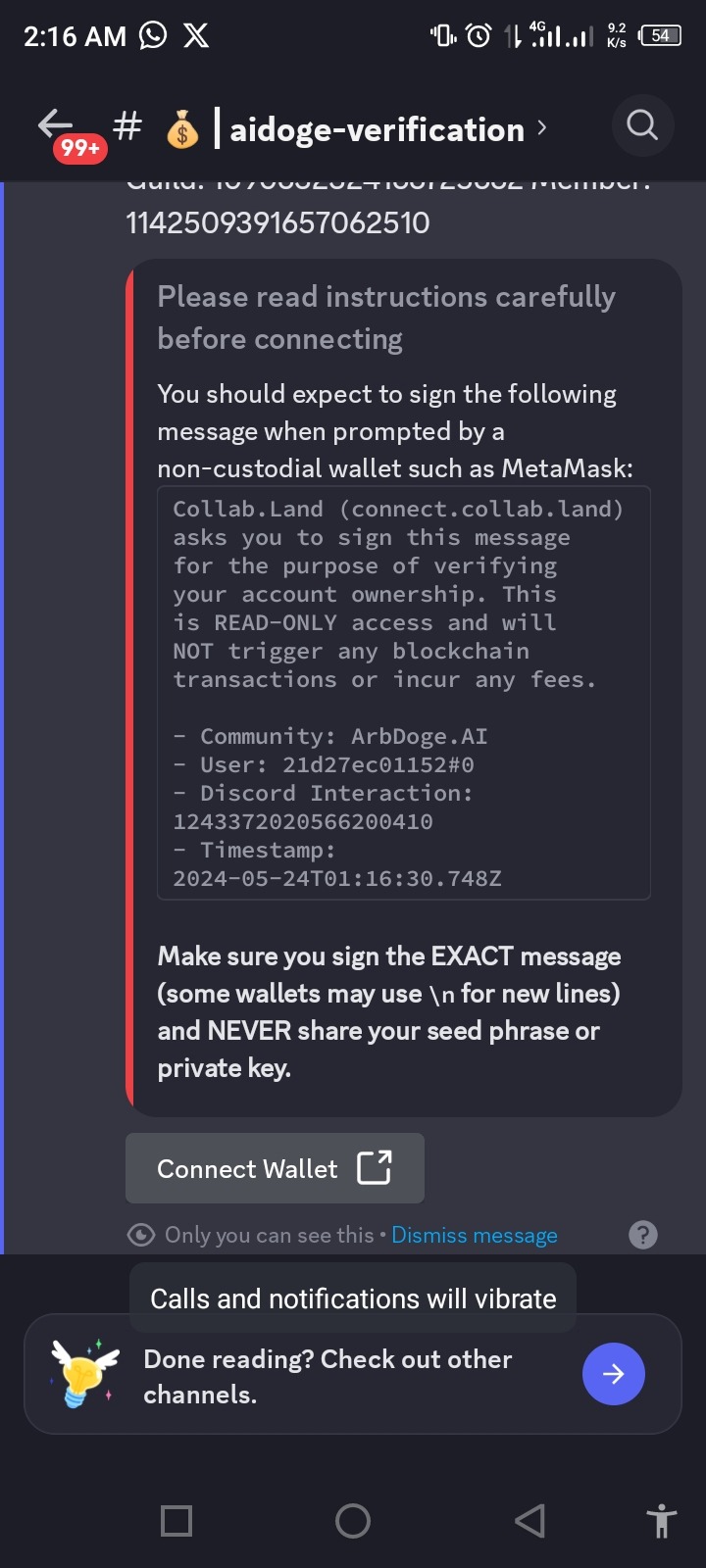 Wallet connection requirement